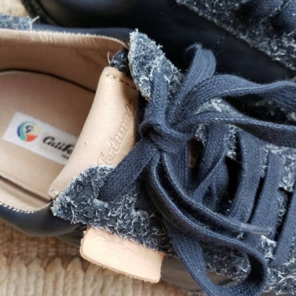 Califortunate Speedway Run Eyelash Fuzzy Leather Sneakers size 8 Navy Blue - Picture 8 of 15